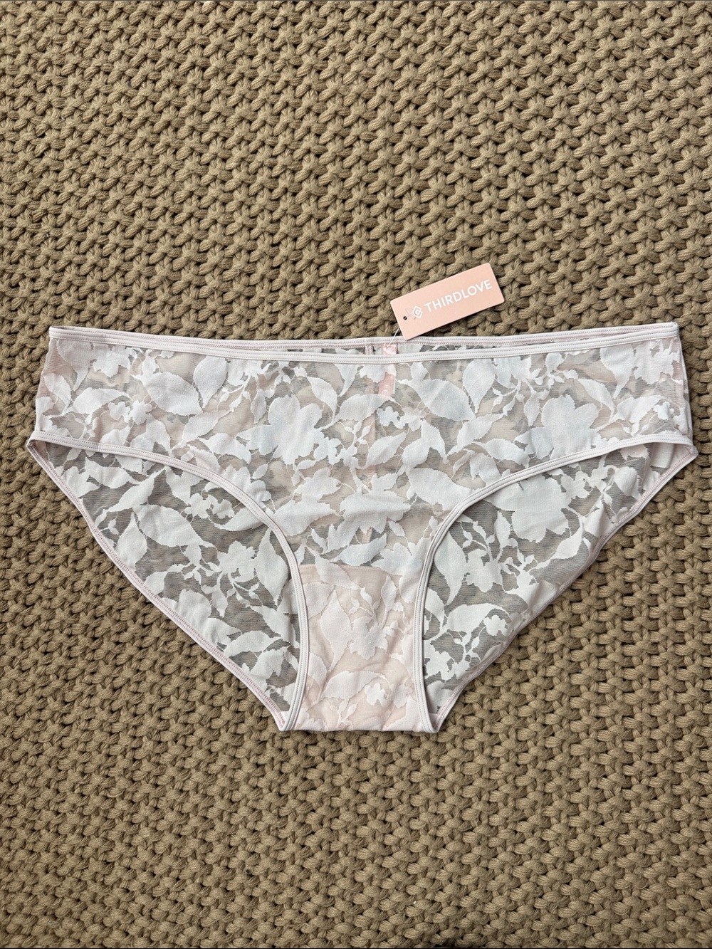 NWT ThirdLove Floral Lace Bikini Panty Pale Pink - Size 1X